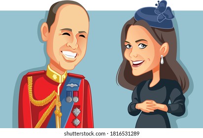 London, UK, 17 September 2020,
 Prince William and Kate Middleton Vector Illustration