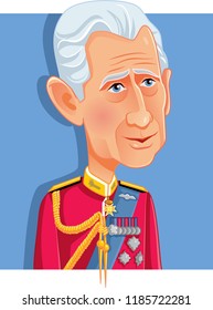 London, UK, 22 September 2018, Charles Prince Of Wales Vector Caricature