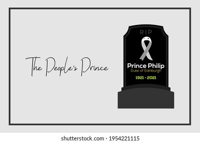 London, UK - April 12, 2021:  Vector Typography Name Of Prince Philip The Duke Of Edinburgh Born Prince Philip Of Greece And Denmark June 10, 1921 Died April 9 2021 Aged 99