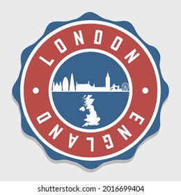 London, UK Badge City Vector Seal. National Symbol Skyline Stamp Design Icon Label. 