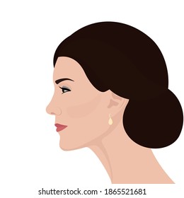 London, UK - December 2020: Editorial Vector Flat Portrait Of Catherine, Duchess Of Cambridge In Profile