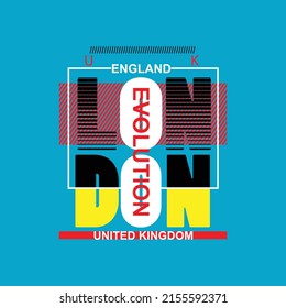 london uk evolution Premium Vector illustration of a text graphic. suitable screen printing and DTF for the design boy outfit of t-shirts print, shirts, hoodies baba suit, kids cottons, etc.