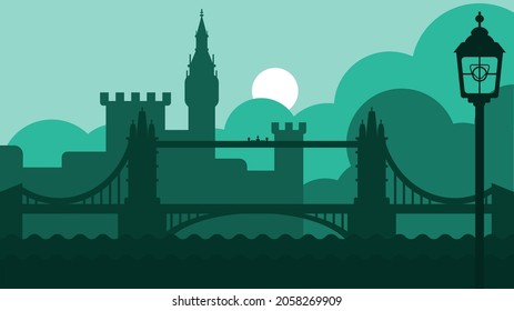 London uk landscape with castle and river vector