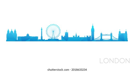 London, UK Low Poly Skyline Clip Art City Design. Geometric Polygon Graphic Horizon Icon. Vector Illustration Symbol.