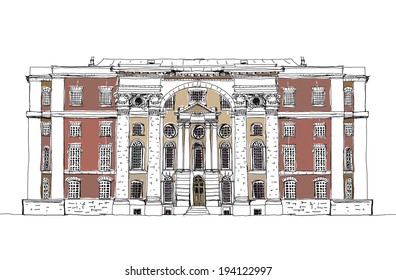 London UK, Sketch collection, Greenwich navy office building