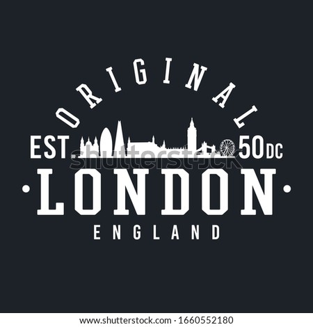 London, UK Skyline Original. A Logotype Sports College and University Style. Illustration Design.