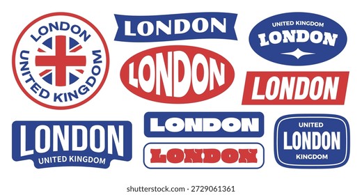 Londres UK tipografia adesivos, patchs, distintivos, e coleção de logotipos. 