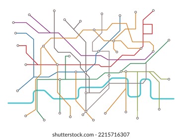 London underground map. Schemes of travel and trip around city, public transport. Graphic element for website, infographics. DLR and Crossrail. Concept of cartography. Cartoon flat vector illustration svg