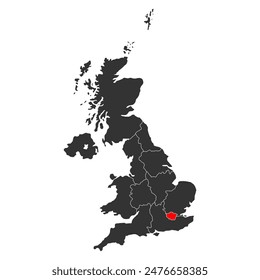 London of United Kingdom of Great Britain and Northern Ireland map, detailed web vector .