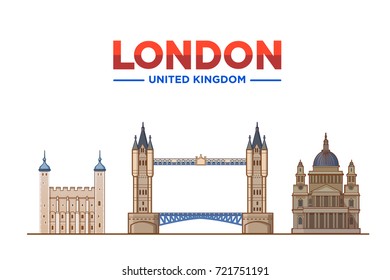 London ( United Kingdom ) landmarks and monuments isolated on white background.