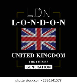 London united kingdom t-shirt and poster vintage design, graphic typography, vector illustration
