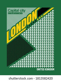 London United Kingdom.Vintage and typography design in vector illustration. clothing,t-shirt,apparel and other uses. Abstract design with the grunge and denim style. Vector print, typography, poster. 