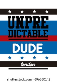london unpredictable dude, t-shirt print poster vector illustration