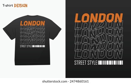 "London" Urban Typography Street wear T-shirt mock up vector. Eps 10 vector