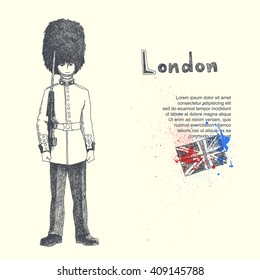 London. vector background with Buckingham guard