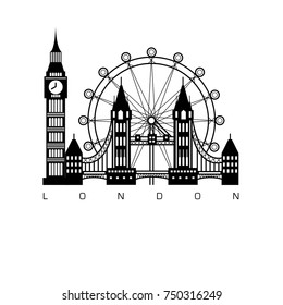 London. Vector city silhouette with windows. Vector Illustration