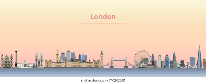 London vector city skyline at sunrise