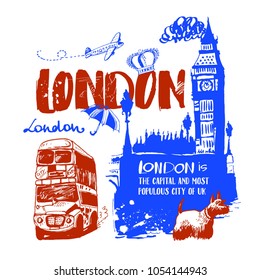 London, vector illustration, each element on a separate layer.