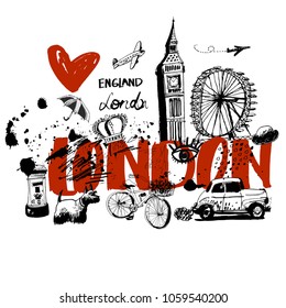 London, vector illustration, each element on a separate layer.