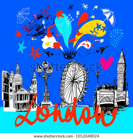 London, vector illustration, each element on a separate layer.