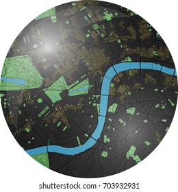 London vector map with dark colors.