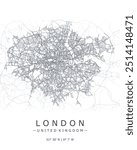 London vector map. Detailed map of London in United Kingdom. Best free vector illustration. Tourist decorative street map.