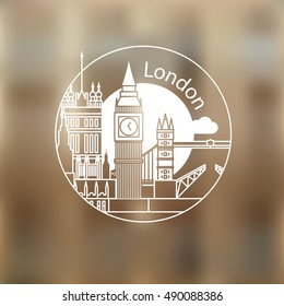 London vector round linear logo. Trendy stylish landmarks. One line style. Westminster and Big Ben - The symbol of London, Great Britain