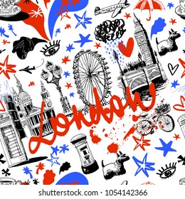 London, vector seamless pattern.