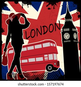 London vintage grunge poster, vector illustration