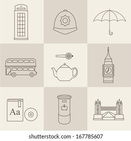 London vintage icons vectors