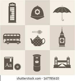 London vintage icons vectors