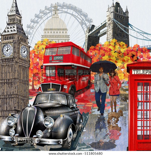Immagine vettoriale stock 511805680 a tema Poster vintage di Londra