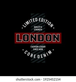 LONDON,CORE DENIM typography graphic design, for t-shirt prints, vector illustration
