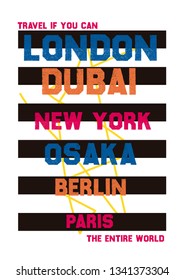 london,dubai,new york,osaka,berlin,paris,t-shirt design vector