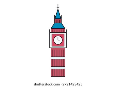 Londons Big Ben Uhrturm in Rot und Blau repräsentiert britischen Tourismus