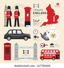 London,United Kingdom Flat Icons Design Travel Concept.Vector