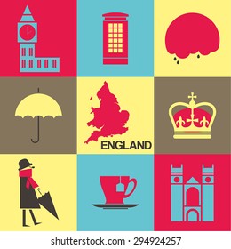 London,United Kingdom  Flat Icons Design Travel Concept.Vector