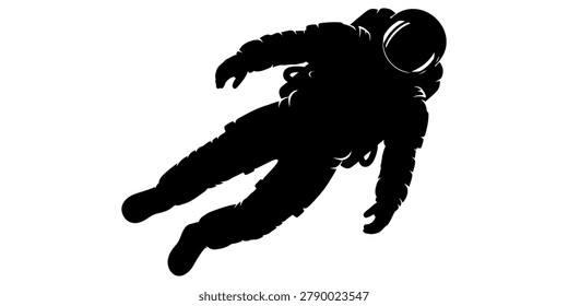A lone astronaut's dark profile drifts weightlessly in the void representing discovery and venturing beyond. Ideal for science and adventure campaigns.