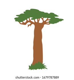 lone baobab tree, vector illustration,flat style