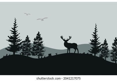 lone deer in the wild vector illustration