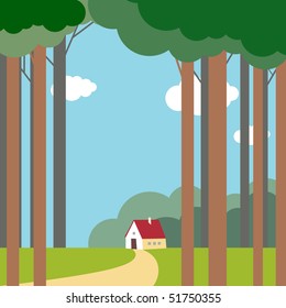 lone house lone mansion in timber lone house tree vegetation nature rural grass jungle lodge landscape forest isolated season scene home earth hut sky cloud urban trees shack clouds lawn scenery road
