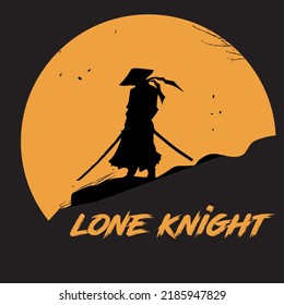 Lone Knight with black background vector.