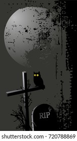 Lone owl. Halloween background with place for your text