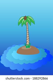 lone palm tree on the island