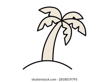 Lone palm tree on a small island on the beach