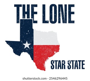 Lone Star Concrete Texas Map Vector - Texas typography flag graphics Vector illustration