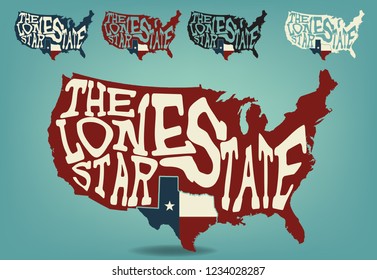 The Lone Star State with Texas map, Vector EPS 10.