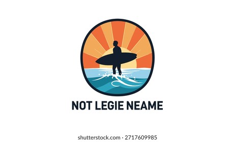 A lone surfer stands ready on their board amidst the ocean's swells, silhouetted against a vibrant sunset.