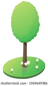 Lone tree in a meadow (cut out)