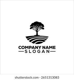 Lone Tree on Rolling Hills Silhouette Logo